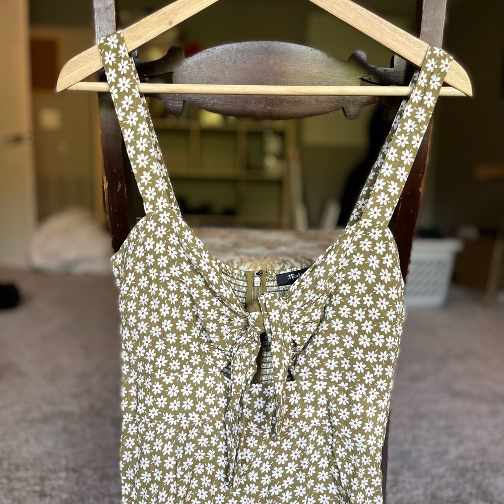 Madewell Floral Tie-Front Keyhole Wide Leg Jumpsuit